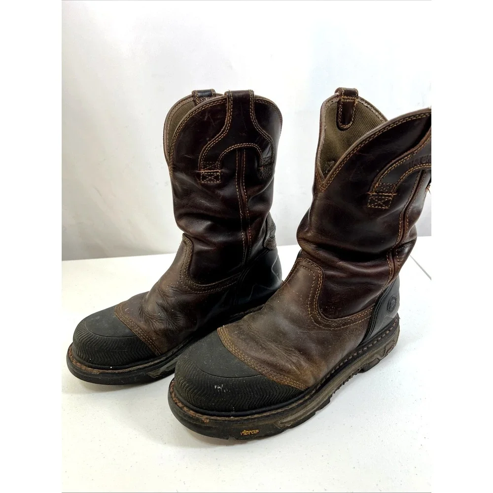 Justin Men's Warhawk Nano Toe Chestnut Leather Vibram Safety Workboot Size 8D‎